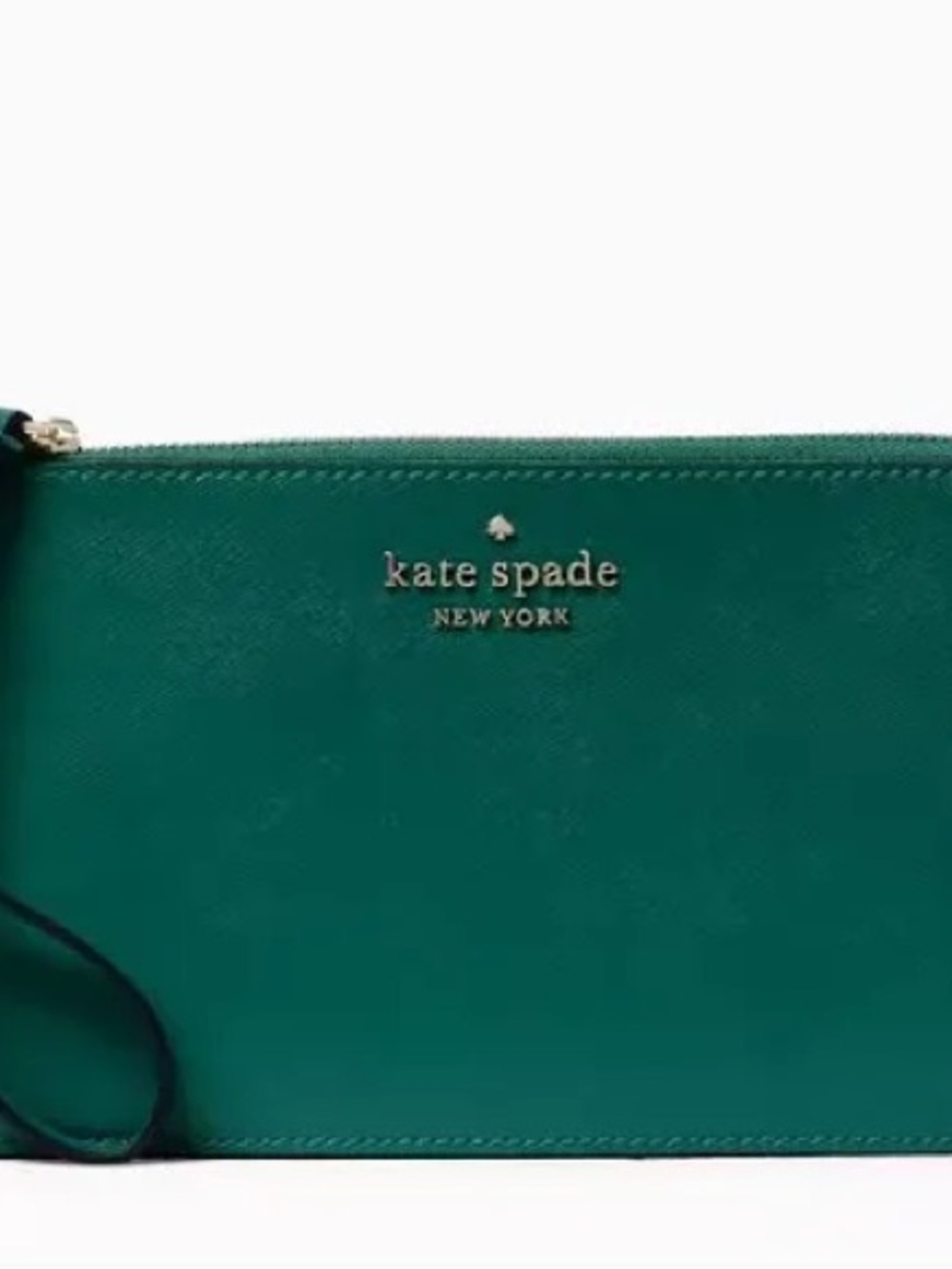 kate spade green Saffiano Leather Wristlet Clutch